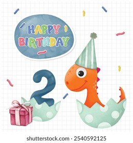 Dinosaurios del Anuncio del feliz cumpleaños 2do año