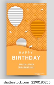 Happy Birthday banner.  Editable post template set for banner sale, presentation, invitation, stories, streaming.