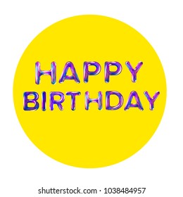Happy birthday banner fantasy cosmic holographic font vector illustration