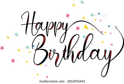 Happy birthday banner. Lettering confetti on white