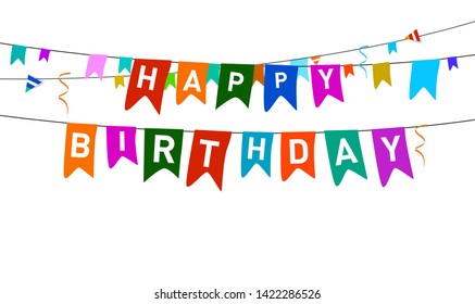 Happy Birthday Banner Party Flag Background Stock Vector (Royalty Free ...