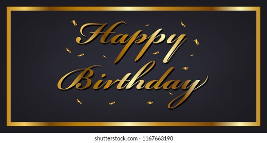 Happy birthday banner template. with golden confetti