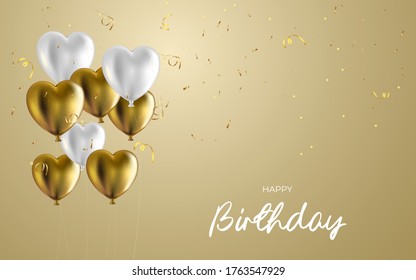 happy birthday banner template with realistic balloon.