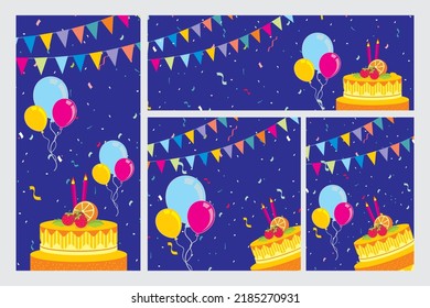 Happy Birthday Banner Templates. Birthday banner illustration with colorful balloons and confetti background 