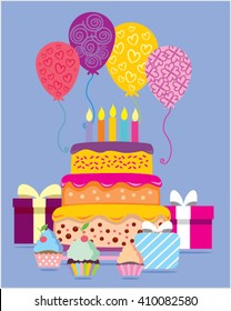 Happy birthday banner. Vector illustration.