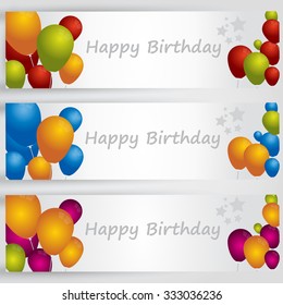 Happy Birthday  banners with colorful balloons. Vector.