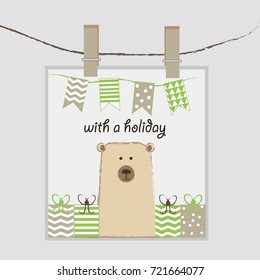 happy birthday bear postcard