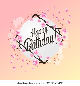 Happy birthday, beautiful greeting card with flower background