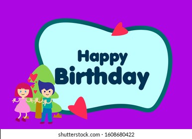 happy birthday, beautiful greeting card background or template banner with love theme. vector design illustration