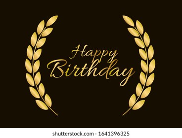 happy birthday, beautiful greeting card background or template banner with golden text theme. vector design illustration