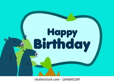 happy birthday, beautiful greeting card background or template banner with cute baby animal character theme. vector design illustration