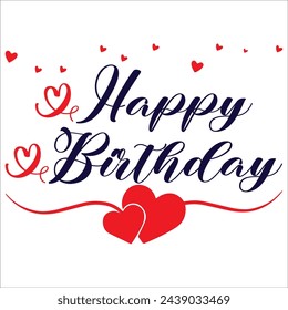 Happy Birthday. Beautiful greeting card poster with calligraphy black text Word star fireworks. Hand drawn, design elements. Handwritten modern brush lettering on a white background isolated vector.