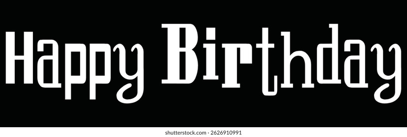 Happy Birthday. Beautiful greeting card poster with calligraphy black text Word star fireworks. Hand drawn, design elements. Handwritten modern brush lettering on a white background isolated vector.