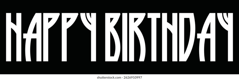 Happy Birthday. Beautiful greeting card poster with calligraphy black text Word star fireworks. Hand drawn, design elements. Handwritten modern brush lettering on a white background isolated vector.