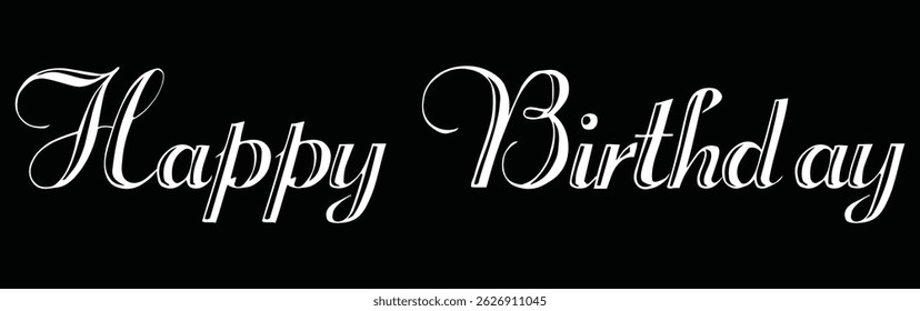 Happy Birthday. Beautiful greeting card poster with calligraphy black text Word star fireworks. Hand drawn, design elements. Handwritten modern brush lettering on a white background isolated vector.