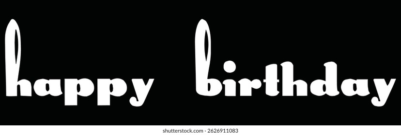 Happy Birthday. Beautiful greeting card poster with calligraphy black text Word star fireworks. Hand drawn, design elements. Handwritten modern brush lettering on a white background isolated vector.