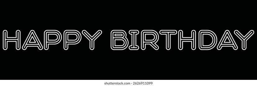 Happy Birthday. Beautiful greeting card poster with calligraphy black text Word star fireworks. Hand drawn, design elements. Handwritten modern brush lettering on a white background isolated vector.