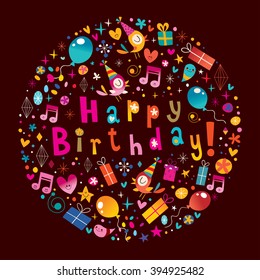 Happy Birthday beautiful greeting card with circle composition