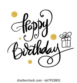 Happy birthday beautiful greeting card scratched calligraphy black text word