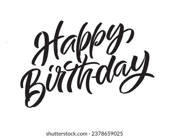 Happy birthday - Best wishes - hand drawn doodle lettering postcard, invitation on patry, t-shirt design, mug print, tee design.