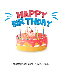 Happy Birthday Big Cake Background Vector Stock Vector (Royalty Free ...