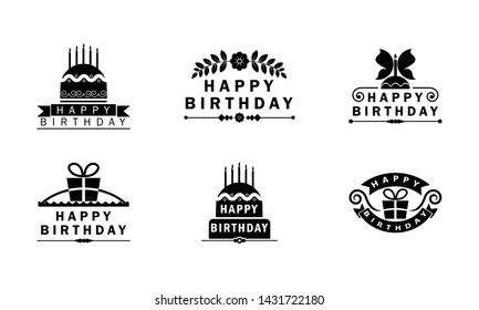 Happy birthday Black and white badges/ logo unites