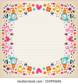 Happy Birthday border lined paper card