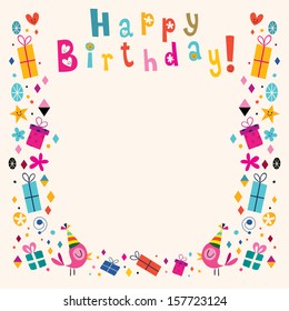 Happy Birthday Border Retro Card Stock Vector (Royalty Free) 157723124 ...