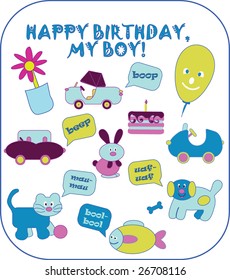 happy birthday boy - vector holiday card
