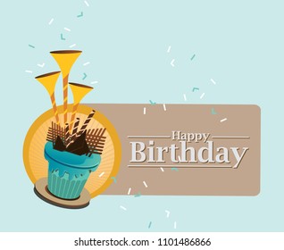 
Happy birthday with bread illustrations
