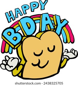 Happy Birthday Bread Mascot Vector illustration