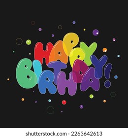 HAPPY BIRTHDAY! Bright multicolored vector typography banner with colored dots.