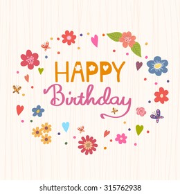 Happy birthday. Bright romantic card with summer flowers. Fabulous thank you concept design