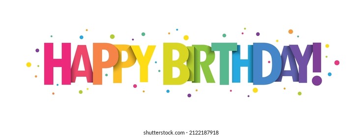 HAPPY BIRTHDAY! bright vector typography banner with colored dots svg