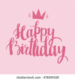 Happy Birthday brush lettering hand drawn phrase. Vector illustration.