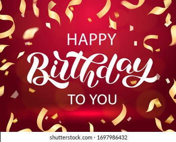 Happy birthday brush lettering . Vector stock illustration for card