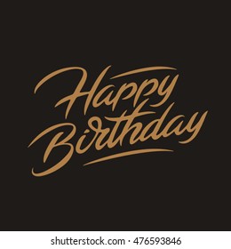 Happy birthday brush script style hand lettering