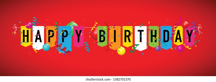 Happy birthday bunting with balloons