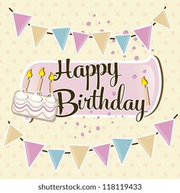 happy birthday, bunting, cake and candles