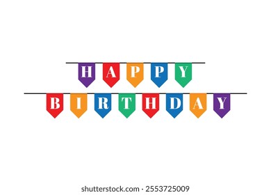 happy birthday bunting flag banner background  vector eps 10