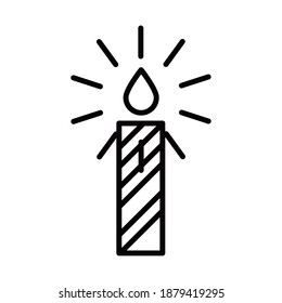 happy birthday burning candle decoration celebration party, line icon style vector illustration
