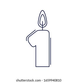 happy birthday, burning candle number one celebration party vector illustration line style icon