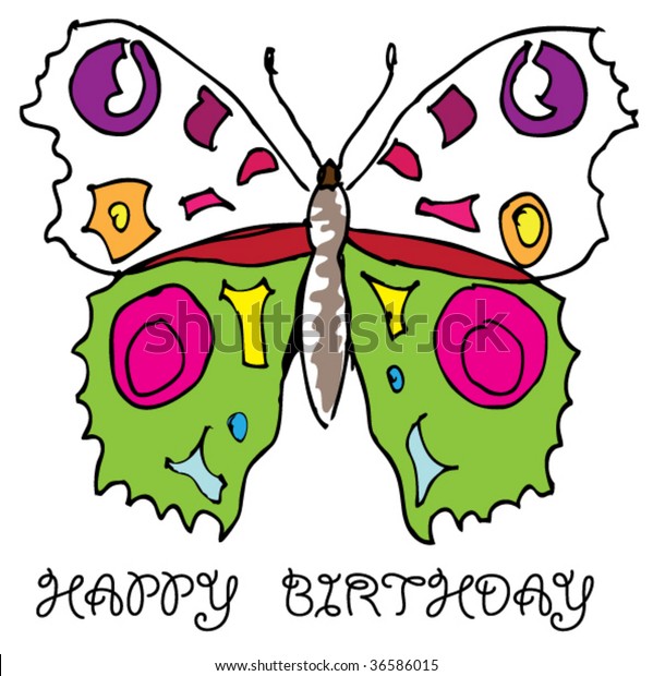 Download Happy Birthday Butterfly Stock Vector (Royalty Free) 36586015
