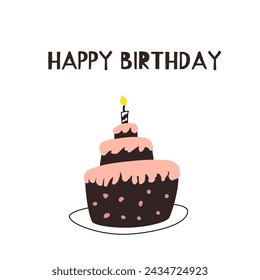 Happy birthday cake background - card template. Can used for celebration design, holiday graphic, congratulation banner. 