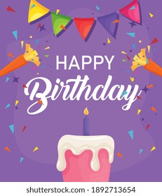 Happy Birthday Cake Banner Pennant Design Stock Vector (Royalty Free ...