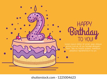 happy birthday cake with candle number two