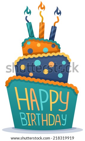 Happy birthday cake with candles.