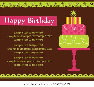 happy birthday cake card design. vector illustration