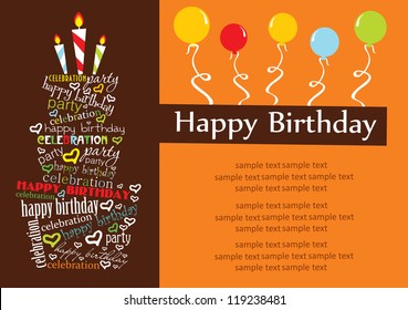 happy birthday cake card design. vector illustration