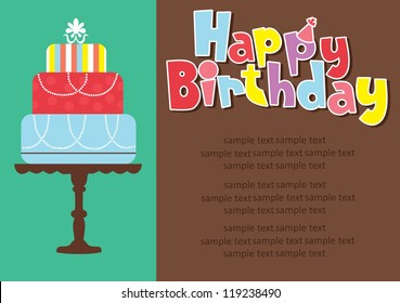 happy birthday cake card design. vector illustration